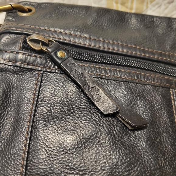 Vintage Fossil Sasha Black Leather Crossbody Bag Key Purse - Picture 10 of 14
